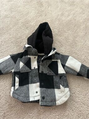 Urban Republic Black & White Plaid Hooded Coat